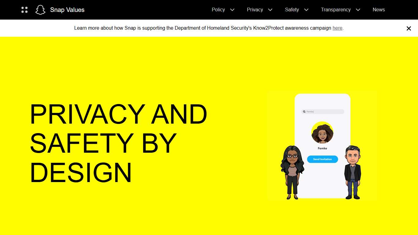 Safety and Privacy Hub Snapchat
