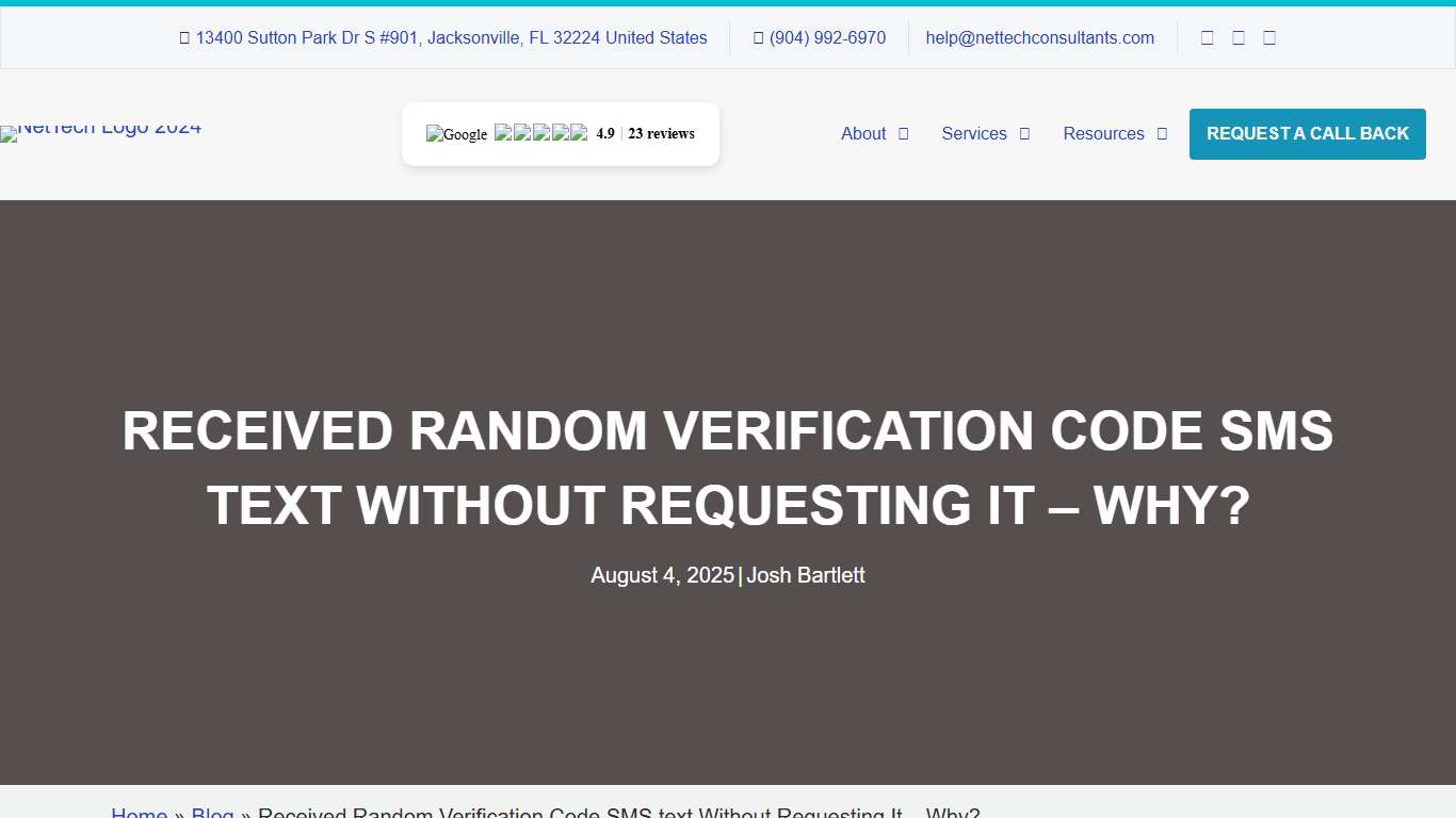 Received Random Verification Code SMS text Without Requesting It - Why? - NetTech